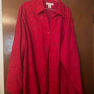 Sag Harbor Red Casual Button Down Shirt